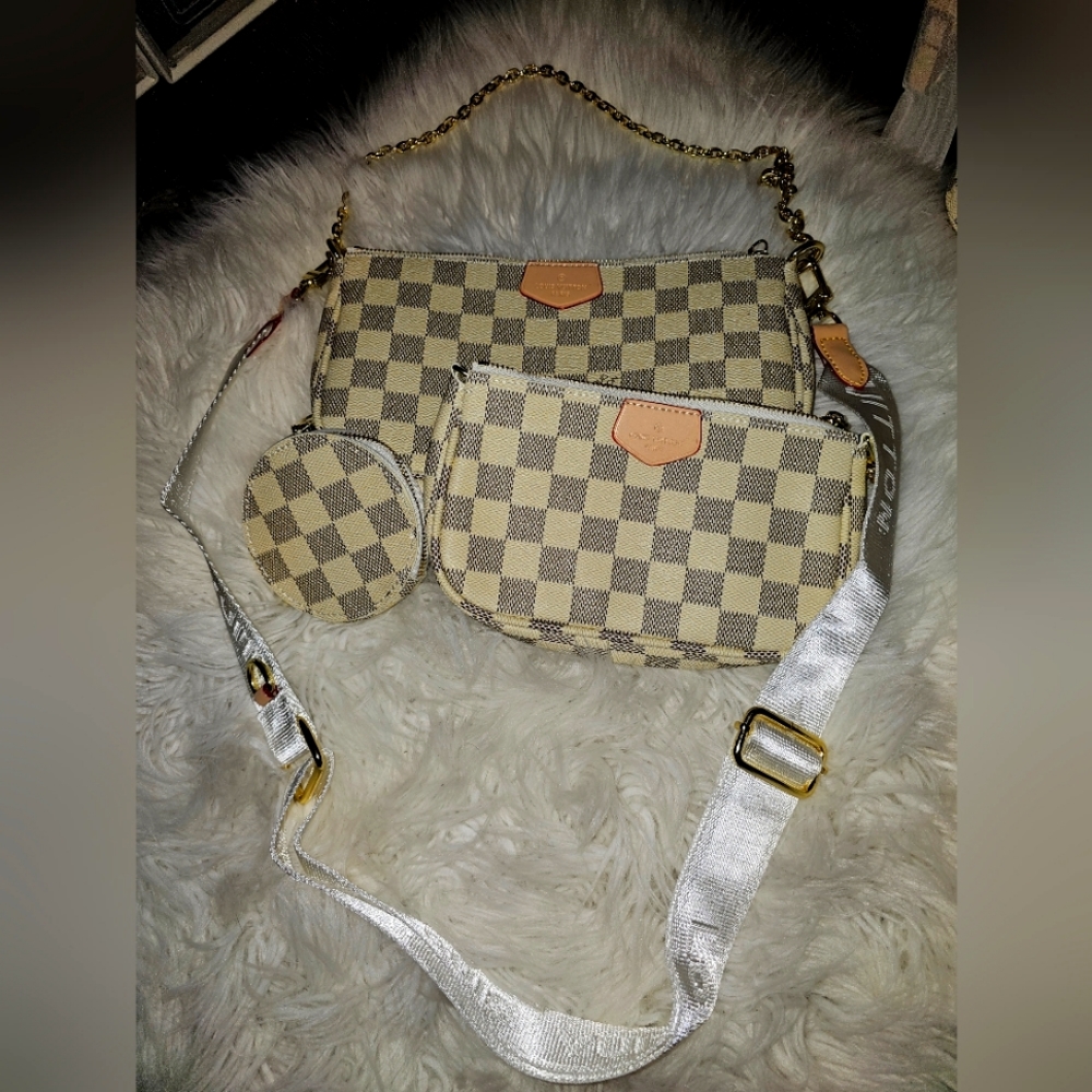 Cute plaid white crossbody
